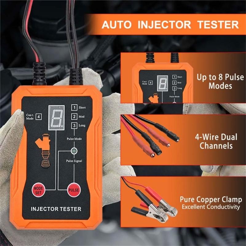 Automotive Oil Injector Diagnostic Equipment 8 Pulse Modes 4 Wire Double Channel Injector for Car Diagnosis Cleaning Tool