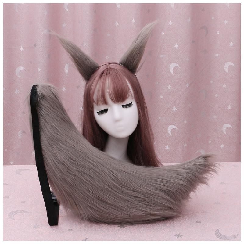 Animal Fox Furry Ear Headband Tail Furry Cosplay Lolita Cute Cat Ears Hairpin Tail Props