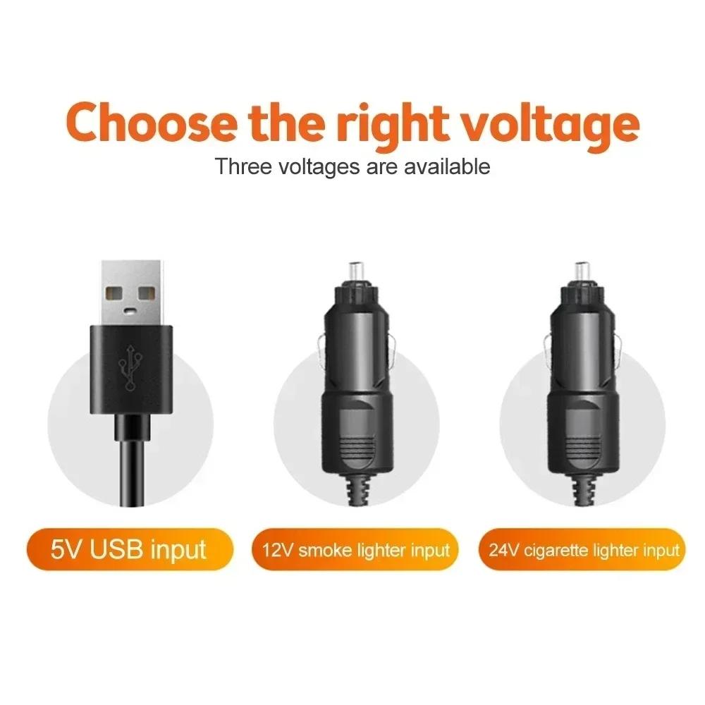 Car Fan Three-Head Automotive Electric Fan USB/12V/24V Fan 2 Speeds Car Silent Fan for Truck Car SUV RV Tent Auto Vehicles