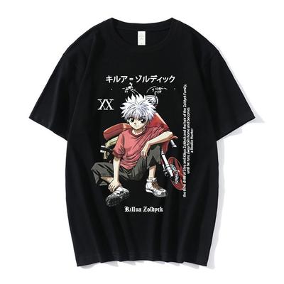 Anime Hunter X Hunter T-shirts Killua Zoldyck Unisexga T-shirt Crew Neck Oversized Tee Shirt Clothes Unisex Unisex Fashion T Shirt Tops Kawaii