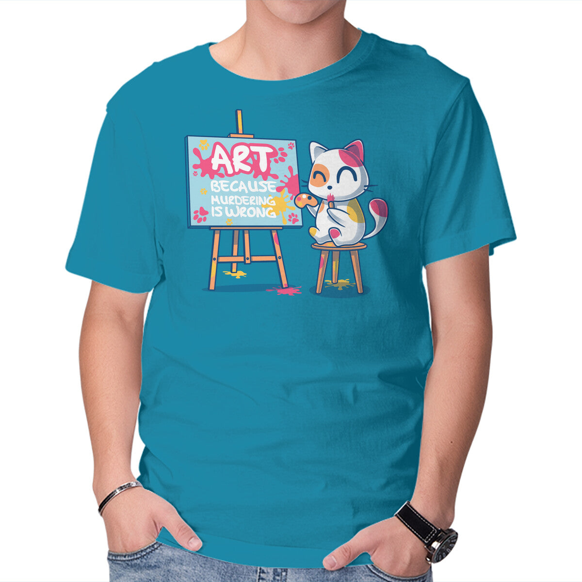 Unisex Crew Neck T-Shirt Art Because Murdering Is Wrong Graphic Short Sleeve Casual Tee M