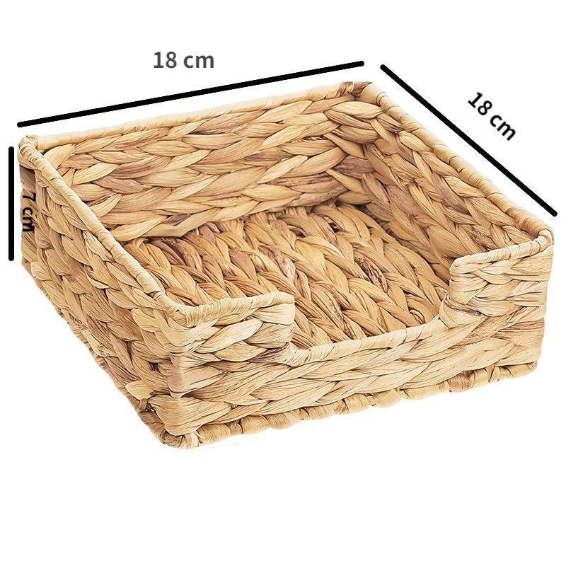 Ins Water Hyacinth Woven Tissue Box Rattan Woven Lid Sanitary Paper Box Household Living Room Pumping Paper Box Storage