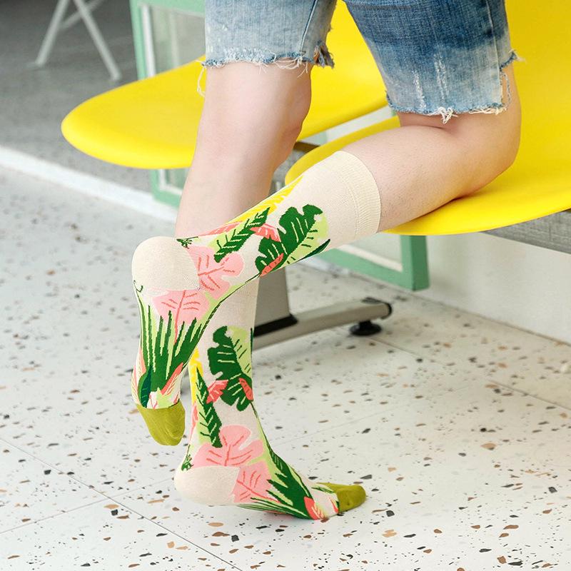 New Women Flower Plant Socks Collection Kawaii Casual Female Cotton Sock Literary Men Sock