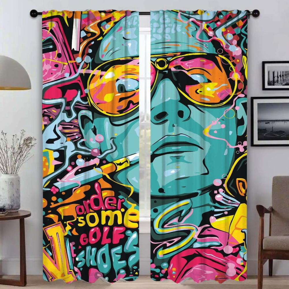 Abstract Woman Psychedelic Manda Shades Curtains Living Room Curtain Blinds Partition Halloween Decoration Tulle Bedroom Polyester Perfect For