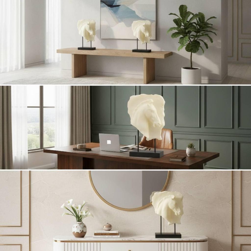 Horse Sculpture Modern Statue with Stand Abstract Ornament for Home