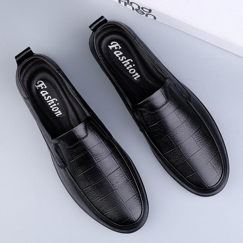 6238 Men'S Shoes Loafer Leather Shoes Spring Low-Top Leather Cowhide Flat Bottom One Pedal Driving Casual Shoes Business Single Shoes