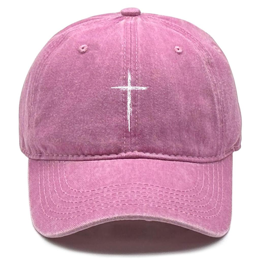 Pure White Cross Print Snapback Baseball Hat, Trucker Hat Leisure Hip Hop Raw Brim Simple Snapback Sun Hat