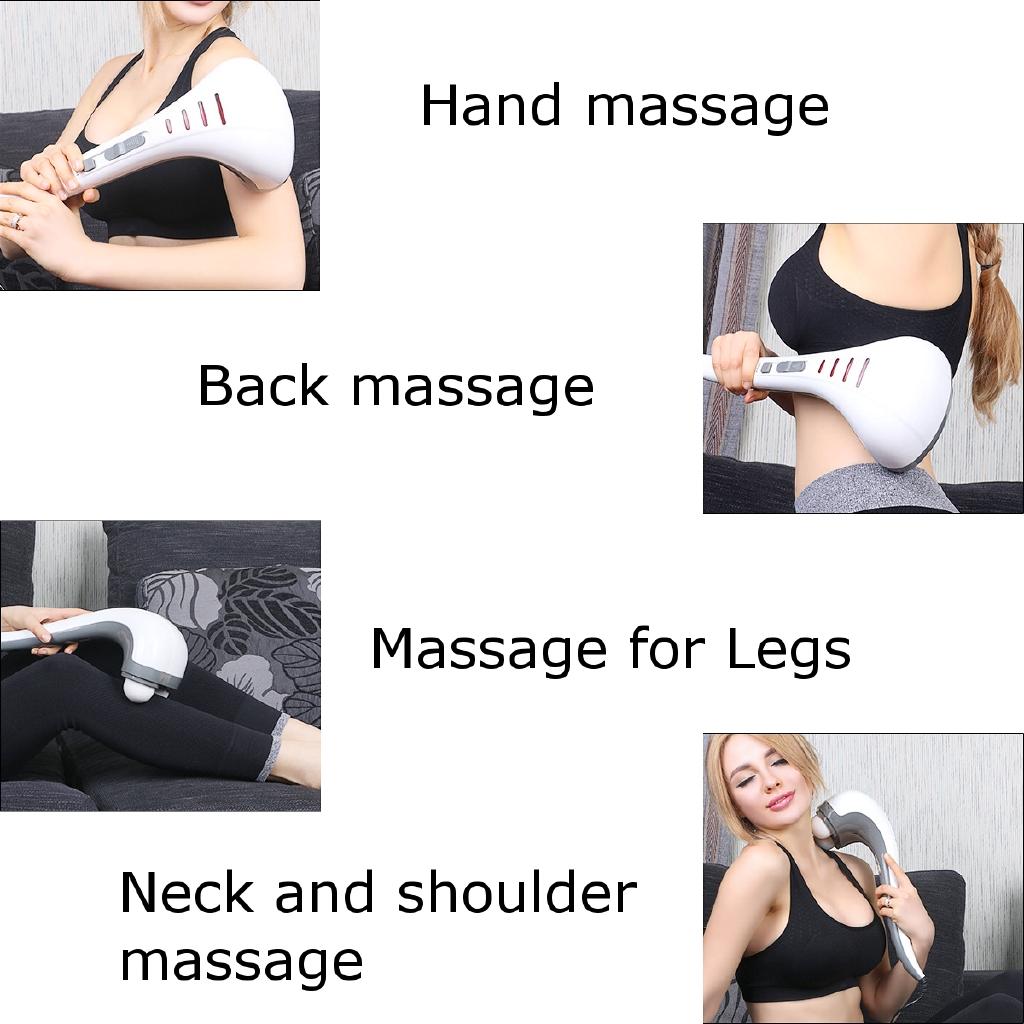 28W 3 Massage Head Speed Handheld Double Head Electric Body Massager Machine Control Neck Waist Shoulder Variable Massager