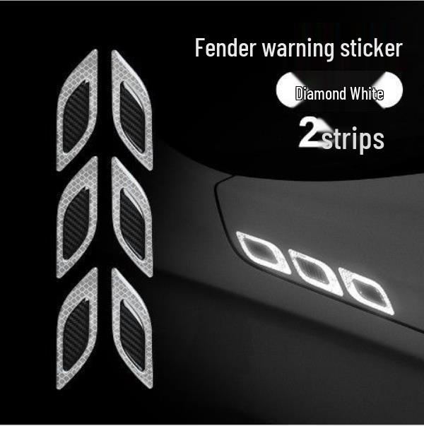 

Светоотражающие наклейки из углеродного волокна для защиты от столкновений для дверей, крыльев и фар. Fender Warning Sticker алмаз/белый