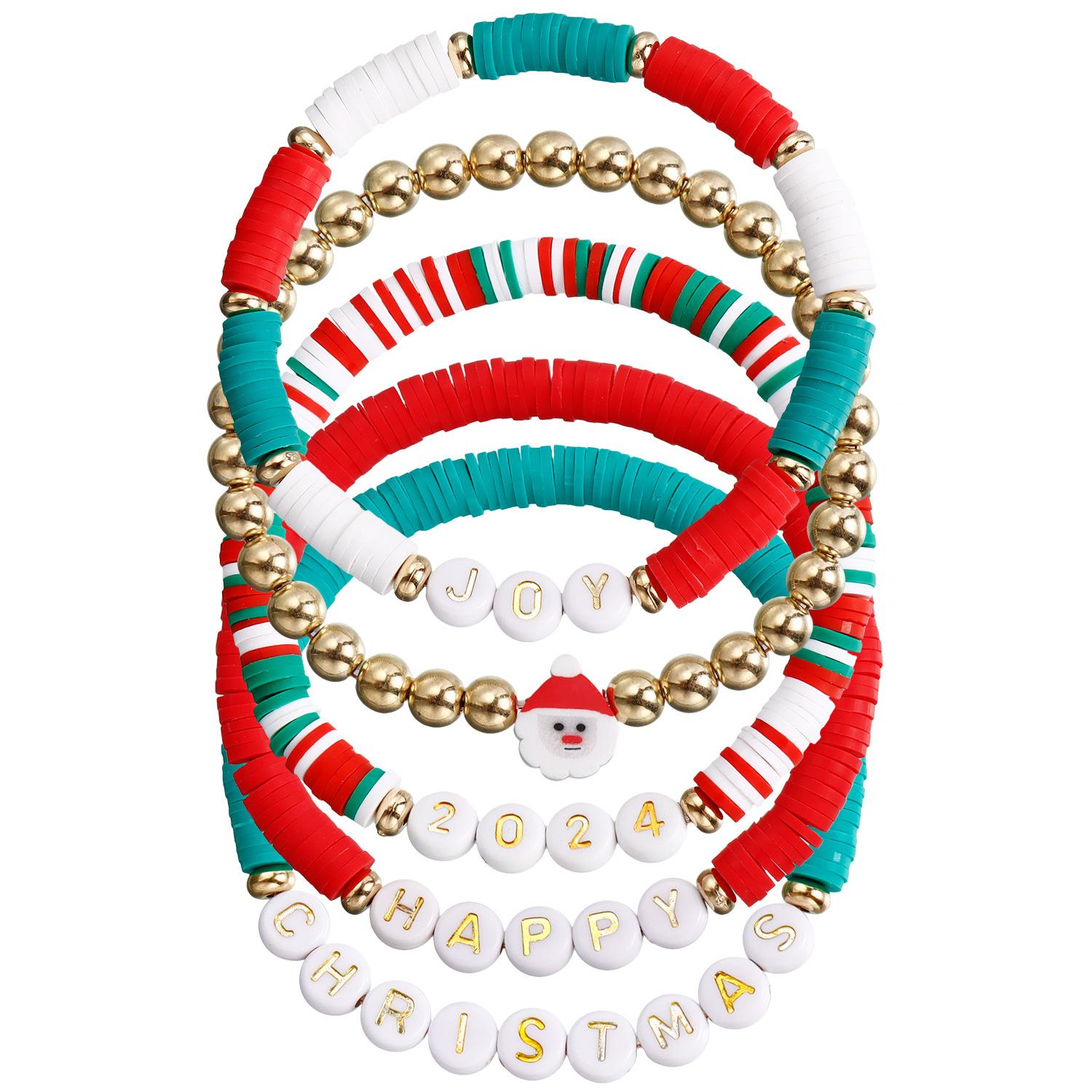 

1111 digital Christmas woven soft pottery bracelet, letter elastic versatile bracelet, European and American New Year s gift