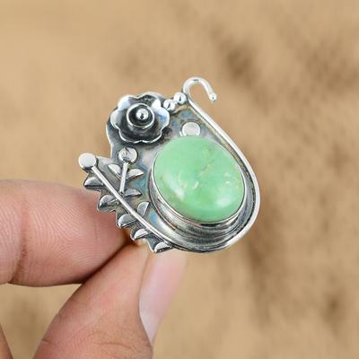 Memorial Day Sale Sterling Silver Chrysoprase Stone Flower Promise Ring Jewelry