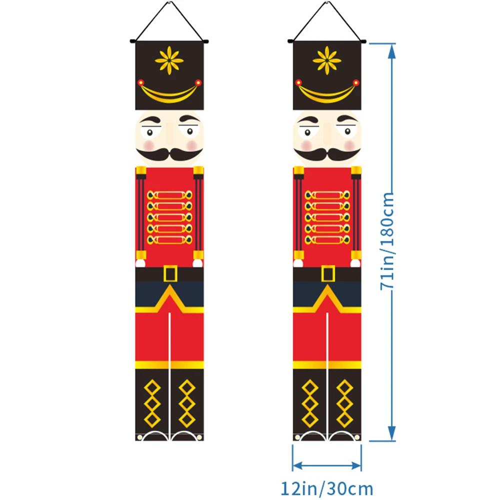 Weihnachts-Außendekorationen 1 Paar Weihnachtsbanner Nussknacker Soldat Banner Santa Schneemann Frohe Weihnachten Tür Veranda Dekor 2024