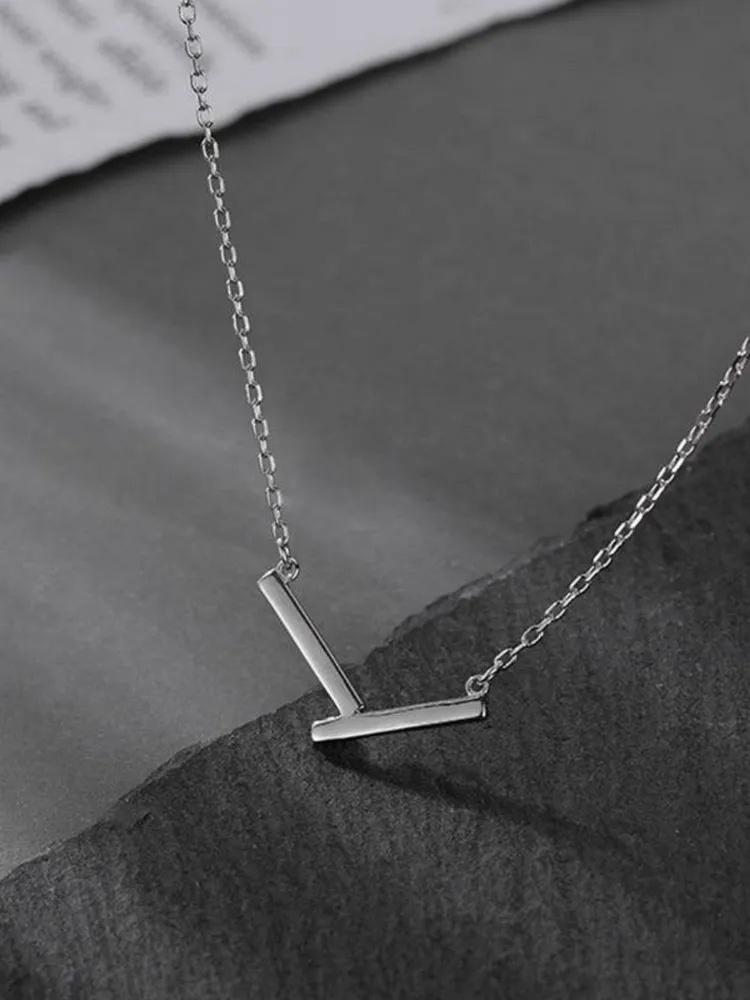 Minimalist Geometric Bar Pendant Necklace Simple V Shape Chain Jewelry Stainless Steel Material for Everyday Wear