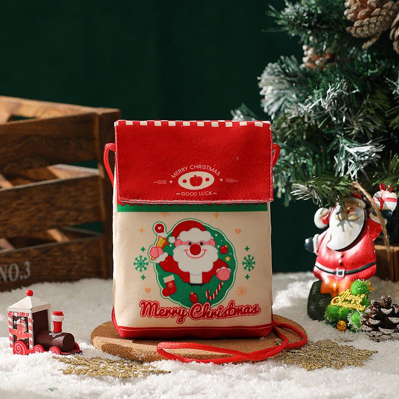 1 Stück Kinder-Themen-Weihnachtsgeschenkbox mit Canvas-Tragetasche Umweltfreundliche Verpackung Dekoration für Weihnachtsgeschenke