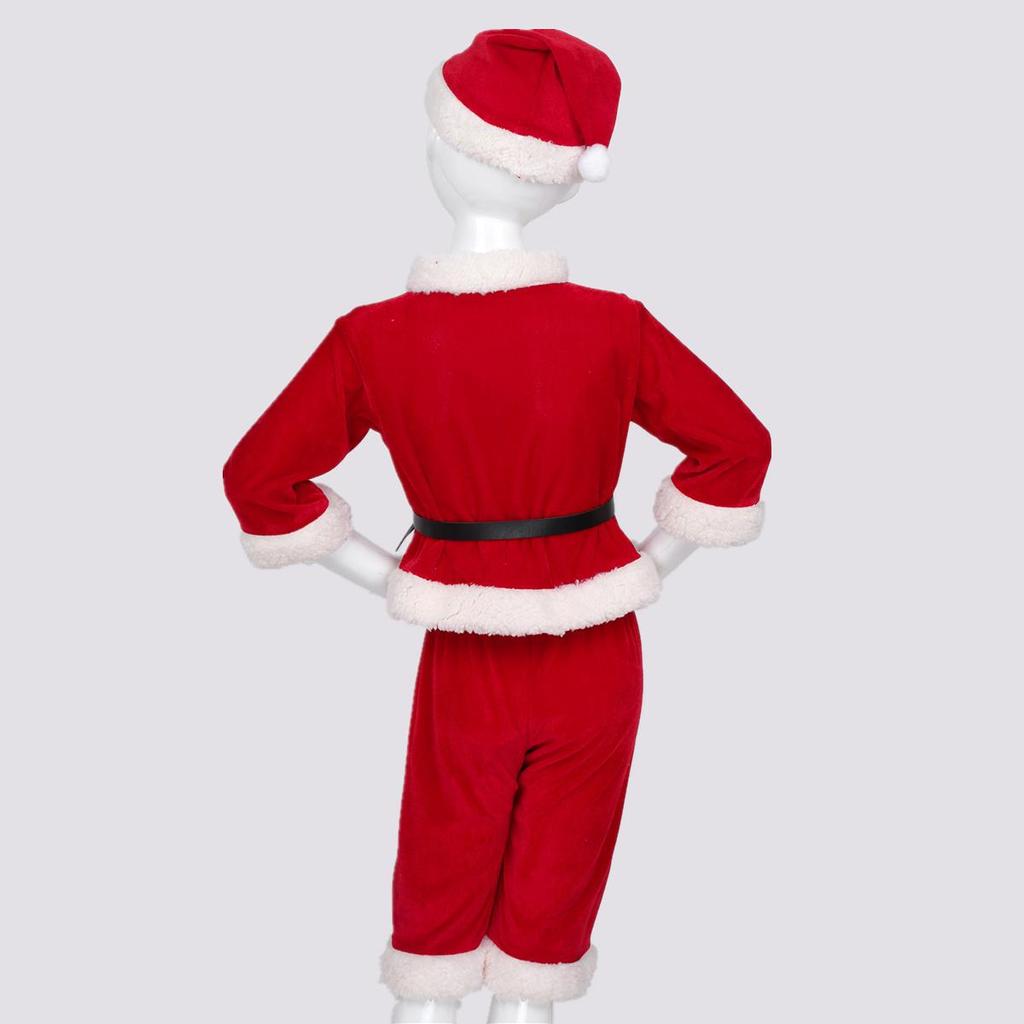 Baby Boys Christmas Santa Claus Costume Outfit Long Sleeves Velvet Top + Trousers Set