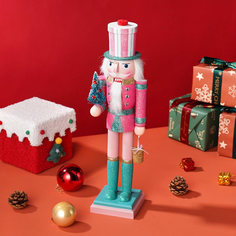 38CM Nutcracker Sparkling Christmas Tree-themed Puppets Handcrafted Decoration Christmas New Year Holiday Decoration Gift