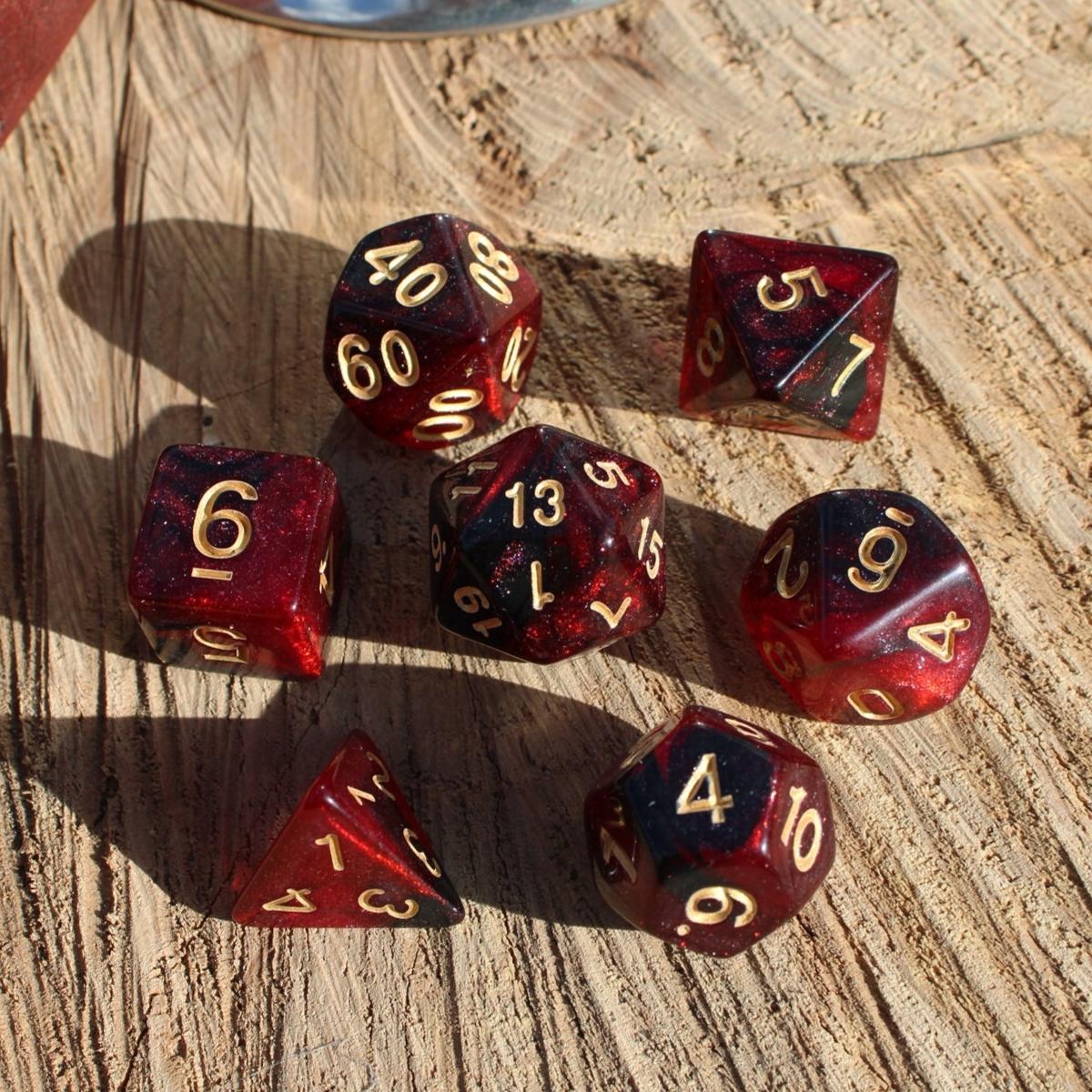 

7 шт./набор игральных костей Deep Red Starry Sky Galaxy для настольных игр DND Dungeons and Dragons D&D RPG настольные ролевые игры