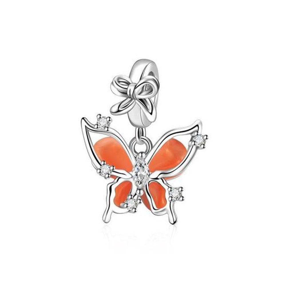 Crystal Blue Butterfly,Moon Bead Crab,Dragonfly Pendant 925 Silver European Original Bracelet DIY Accessories Exquisite Jewelry