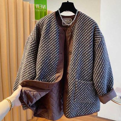 Coat for Women Thickened Autumn Winter Casual Oversize Collarless Windbreaker Loose-fitting Padded Jacket