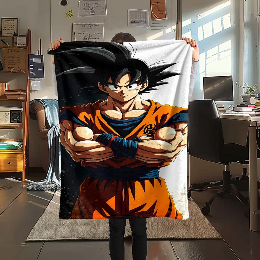 Coperta in Flanella con Stampa Personaggi Dragon Ball, Alta qualità Confortevole per Tutte le Stagioni, Arredamento per la Casa, Calore e Comfort, Perfetta per Regali di Natale