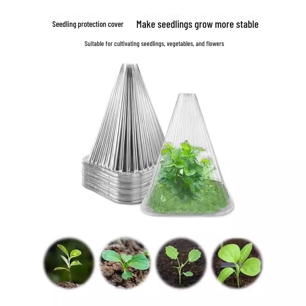 Transparent Cloche Seedling Cover for Insect, Bird, and Frost Protection in Green Vegetable Gardening