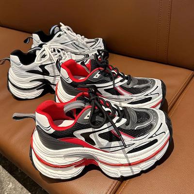 Chaussures de Papa Maille Respirante Petites Chaussures d'Été pour Femmes Automne Nouveau Semelle Épaisse Augmentée Basket de Loisirs