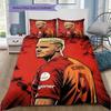 Comic Style Red Football Player Portrait Print Duvet Cover Set, 3Pcs Sports Bedding Set with 2 Pillowcases for Bedroom Decor