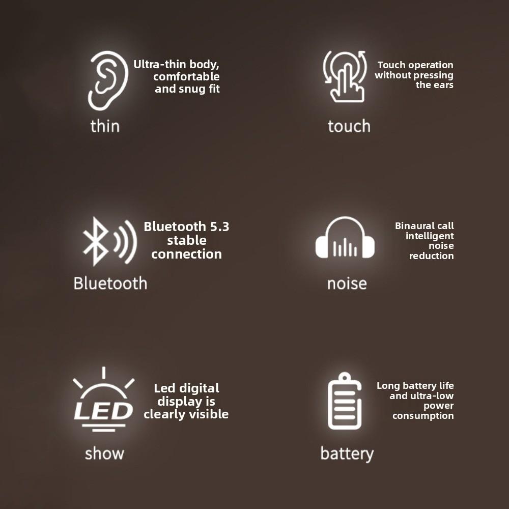 LED Display Wireless Bluetooth Earphones Noise Reduction Bluetooth Headphone  Sports