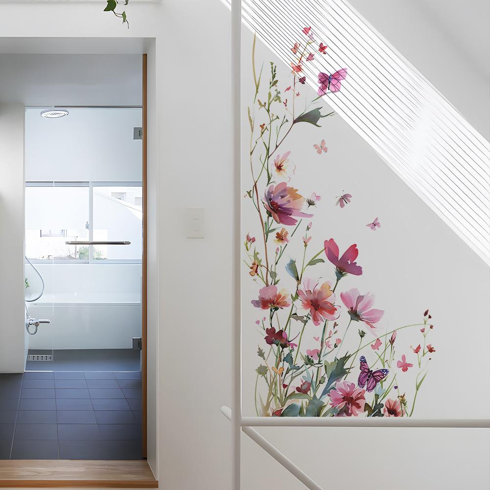 Flori Pictate Frunze Dormitor Sufragerie Fundal Peisagistic Autocolante Decorative