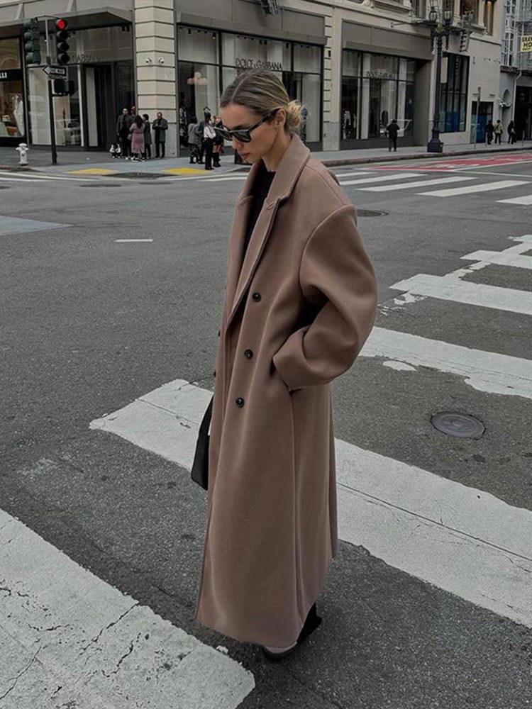 Women's Wool Coat - 2024 Autumn/Winter Collection, Commuter Style with Suit Collar