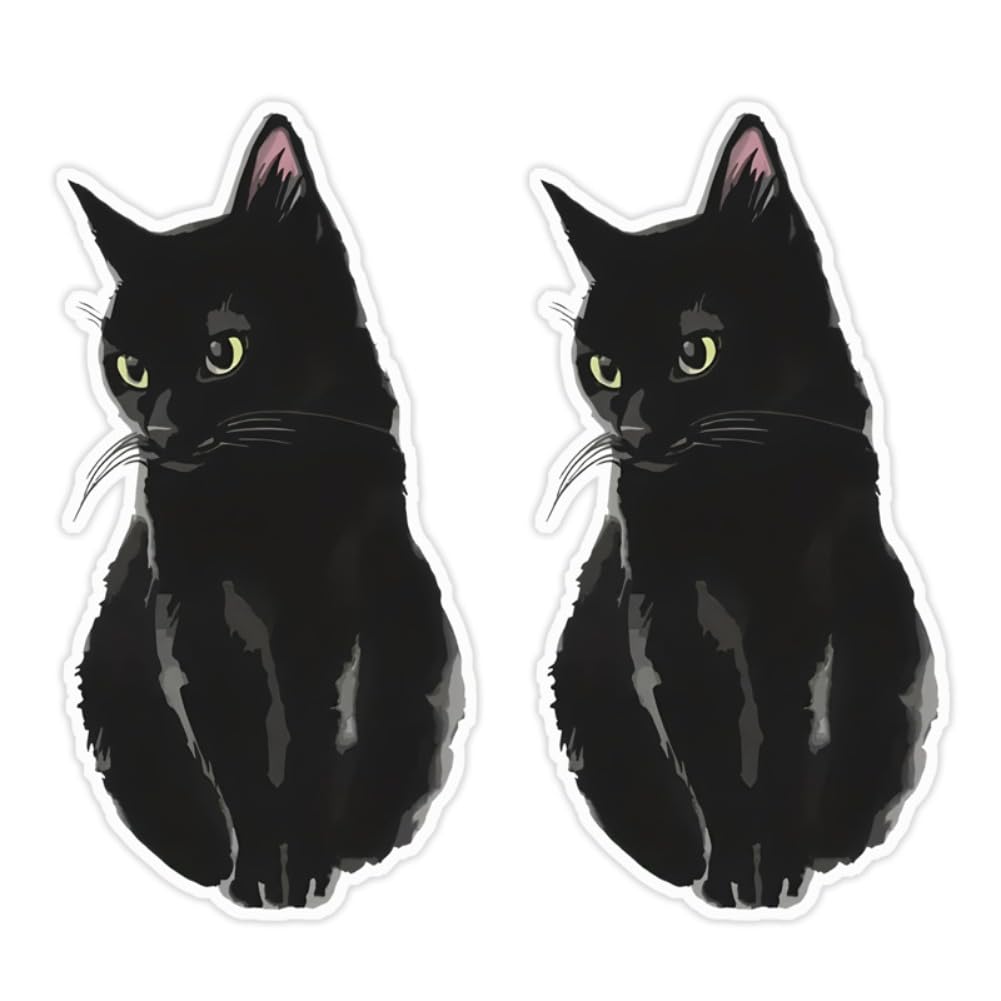

Set of 2 Black Cat Stickers 3 x6 Waterproof Vinyl Car Decal Bumper Window Laptop Guitar Gift Cat Lover | #AZ230