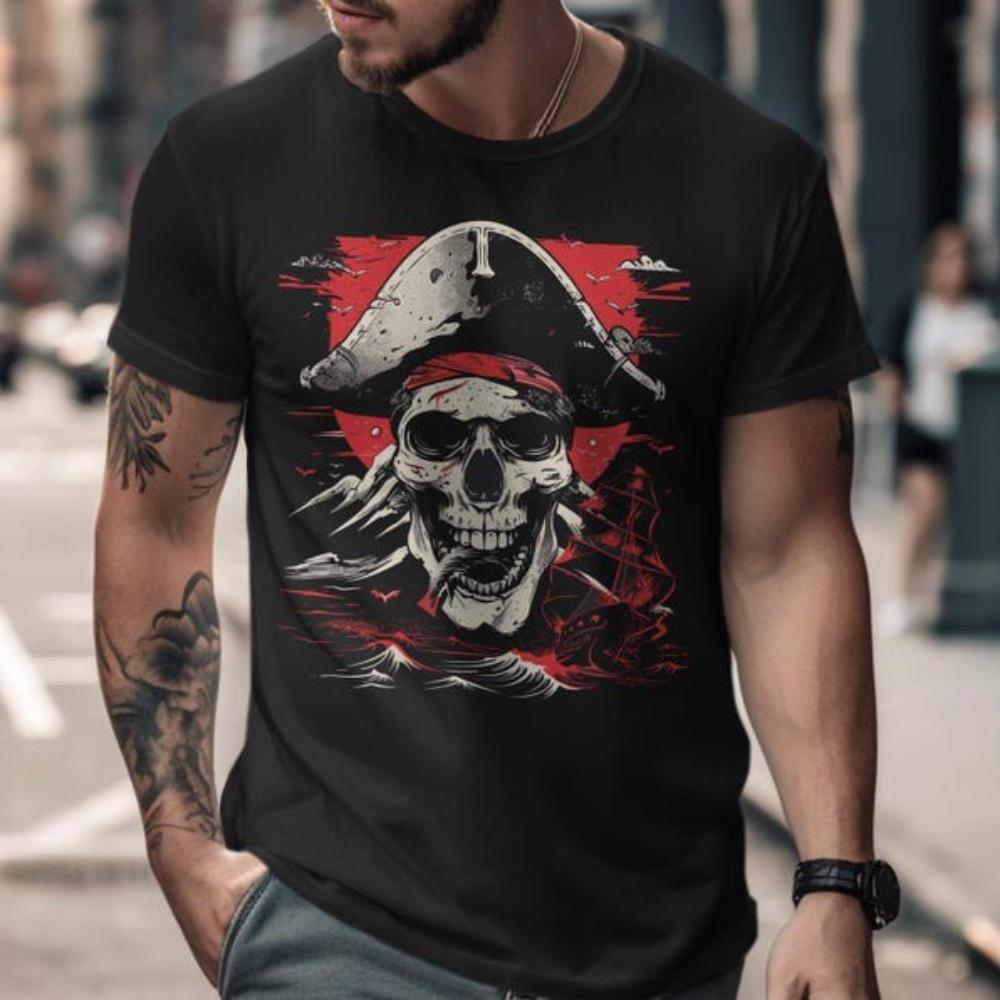Vintage Skull Pirate Grunge Graphic T Shirts Edgy Gothic Rock Apparel Unisex Woman Man Punk Creative Cotton Tshirt Streetwear