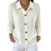 Women's Knit Cardigan with Collar for Fall Winter Layering Stylish Relaxed Open Front Sweater