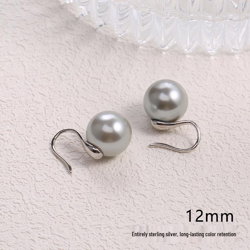 2025 Pure Silver Pearl Stud Earrings for Women - High-End Feel with Ear Drops & High Heels Ear Hooks