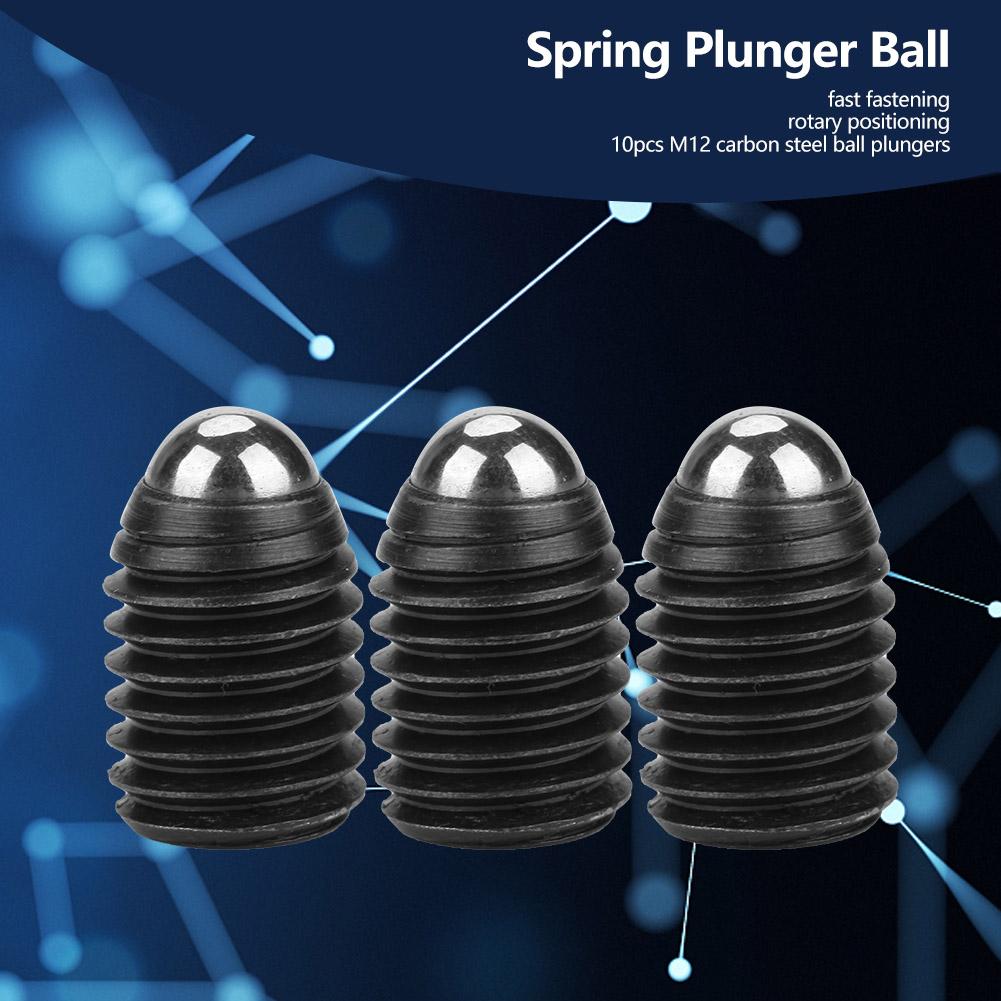 10pcs M12 Screw Thread Hex Socket Carbon Steel Ball Spring Plungers Set (M12*16)