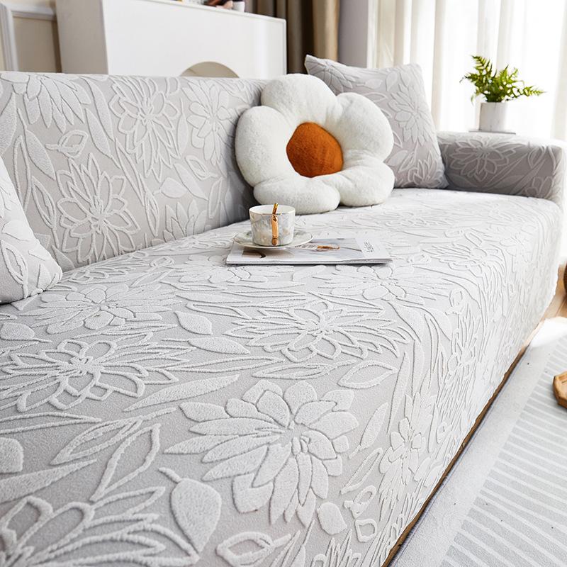 Camellia Ganzjahres-Sofabezug-Set, universell einsetzbar, Jacquard-Samt, rutschfest, kratzfest