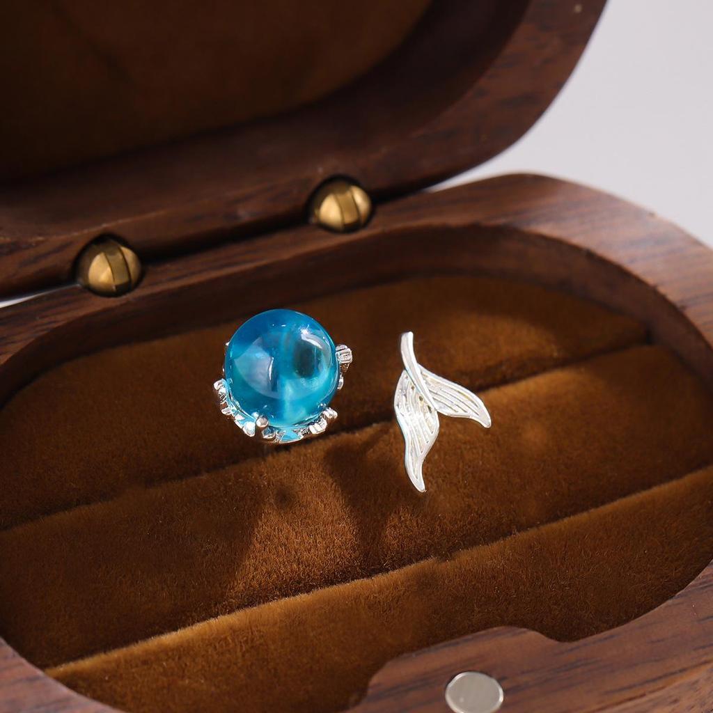 Blue Crystal Mermaid Fishtail Earrings