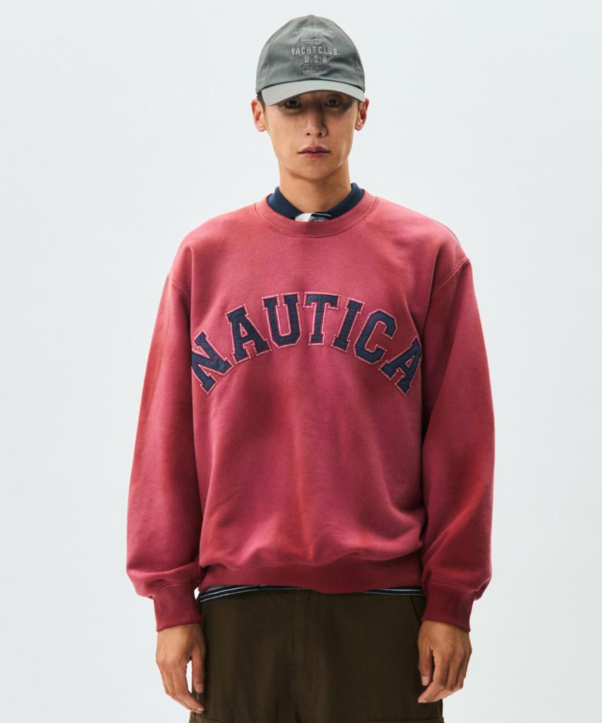 NAUTICA Arch Logo Dyed Sweatshirt (Red) Nsw4645