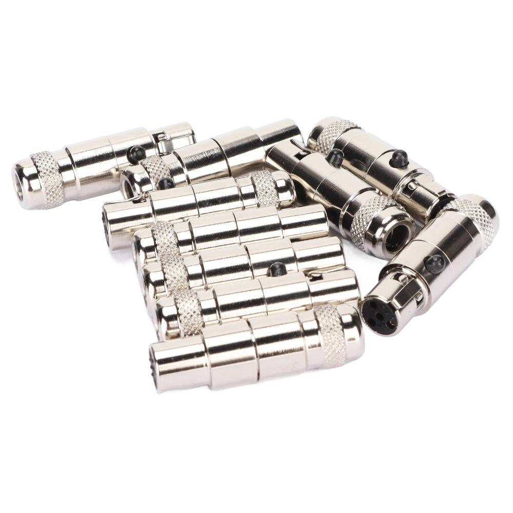 10PCS Noise Reduction 4 Pin Mini XLR Female Connectors Microphone Cable Adapter for Sound Interface