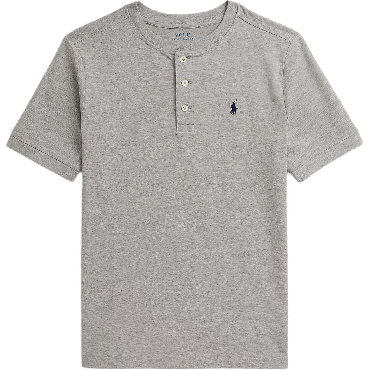 

Polo Ralph Lauren Cotton Knit Short Sleeve Henley T-Shirt Kids tops Andover-Heather 323925323-502 XL