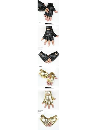 Men's Faux Leather Fingerless Gloves for Dance & Nightclub Performances