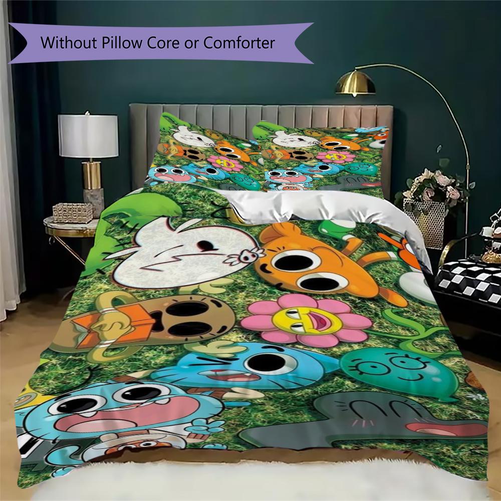 Amazing World Gumball Pattern Bedding uilt Set uilt Cover Pillowcase Home Decoration Birthday Gift (1 * duvet cover + 2 * pillowcase without core)196