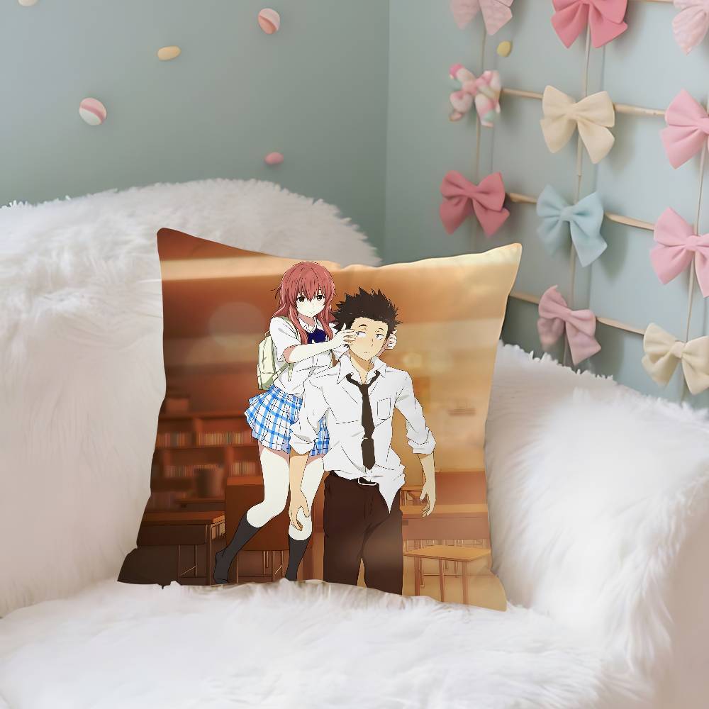 Anime A S-Silents-Voices Pillow Case Cushion Cover Soft Cute Throw Pillow Case For Car Sofa Pillowcase Polyester With Zipper
