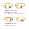 Zircon Moon Star Rings For Women Stainless Steel Glowing Moon Star Adjustable Finger Ring Aesthetic Wedding Jewelery Gift Femme