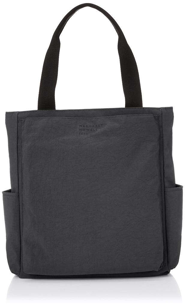 Margaret Howell Idea Tote Bag Made of Nylon with a Matte Shoulder Multiple Large Natural Made In Charcoal Gray "Ruston" Texture, Lightweight, Strap,