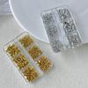 6 Grids 3D Gold Silver Half Round Ball Charm Nail Art Studs Metal Rivets Nail Art Decorations For Manicure Nails