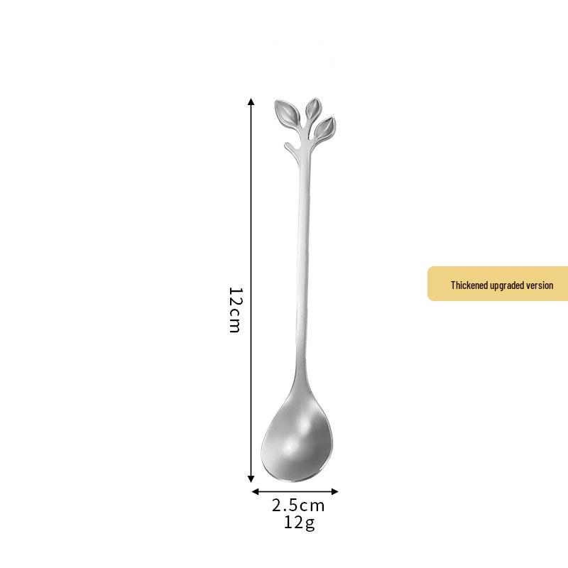 Gold Leaf Stainless Steel Spoon - Creative European Style Fruit, Coffee, Stirring, and Dessert Spoon Gift