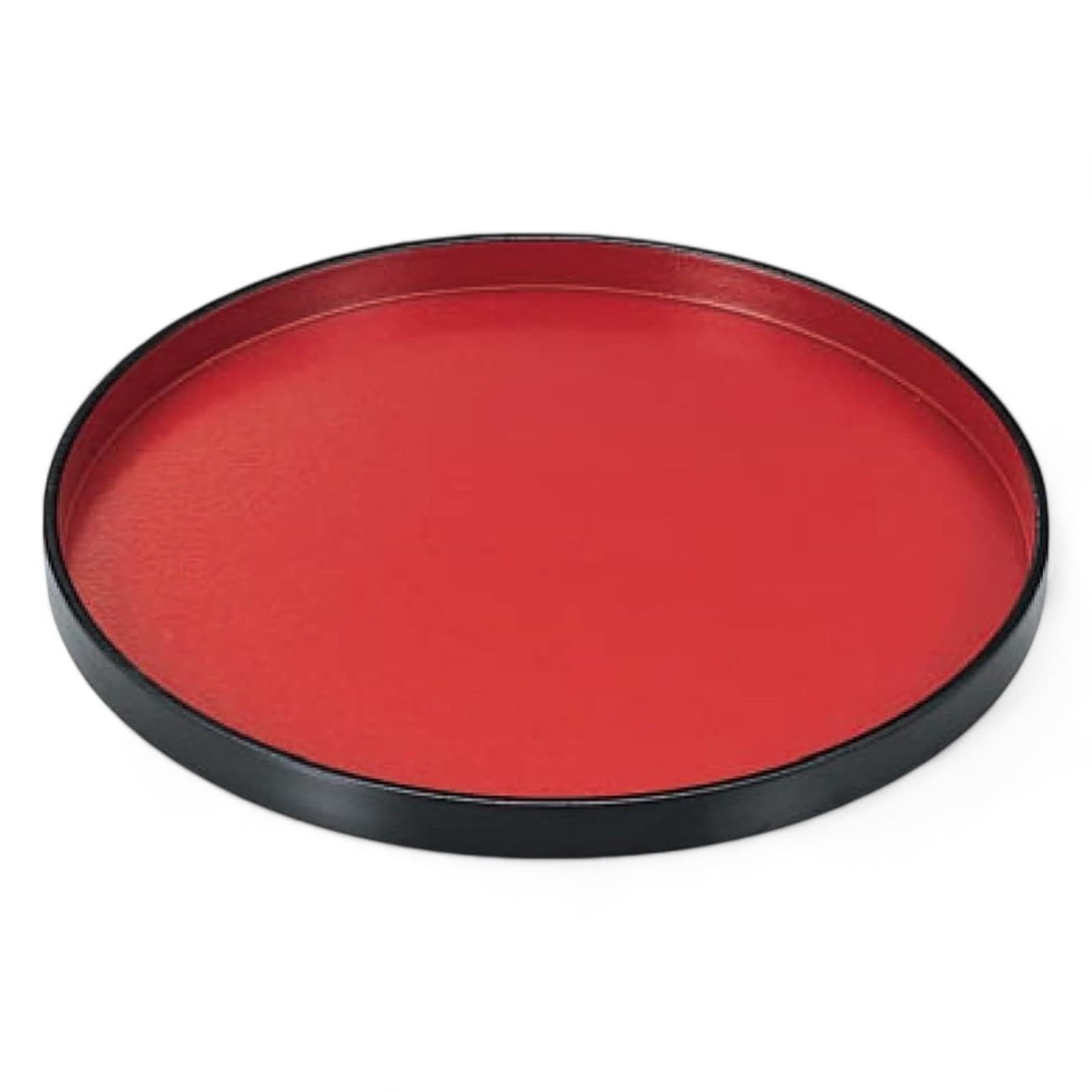 

Round Serving Tray Red Lacquerware Made in Japan J-kitchens (Obon) - 30cm, Top, Black, Non-Slip, (ABS Resin),