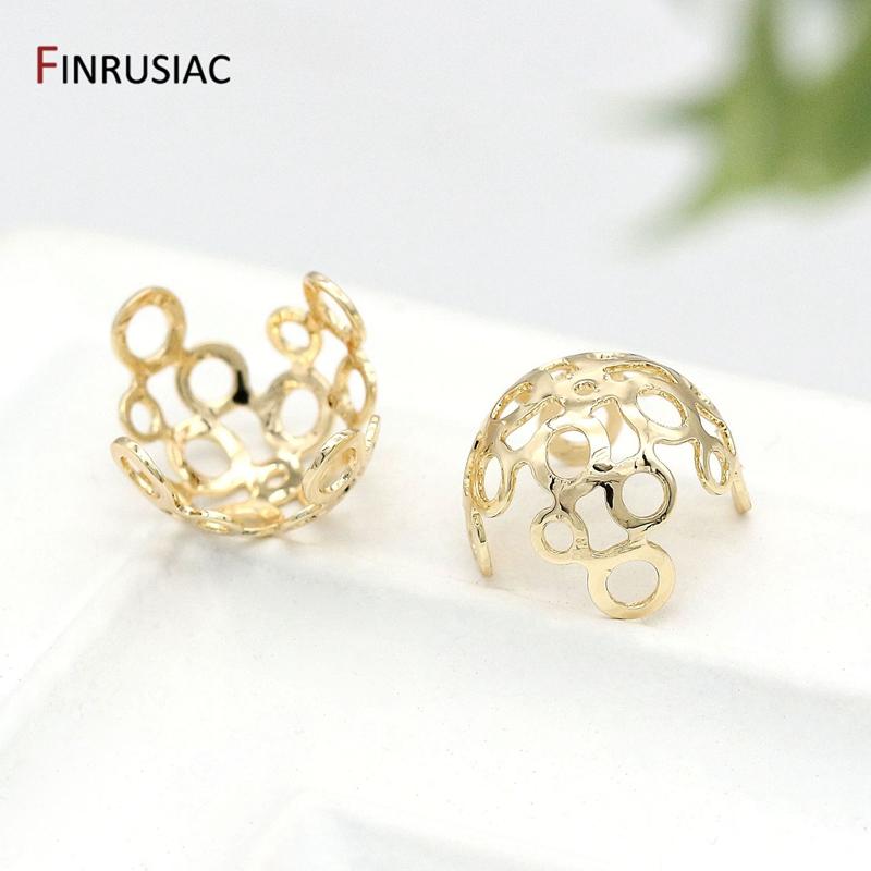 14K Goldplattiertes Messing Hohlblumenperlenkappen Endkappen Für Schmuckherstellung Zubehör Diy Fundstücke Zubehör