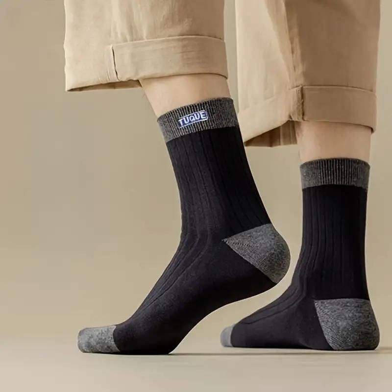 Unisex Color Block Ribbed Socks - 5 Pairs of Comfy, Breathable Socks for All Seasons